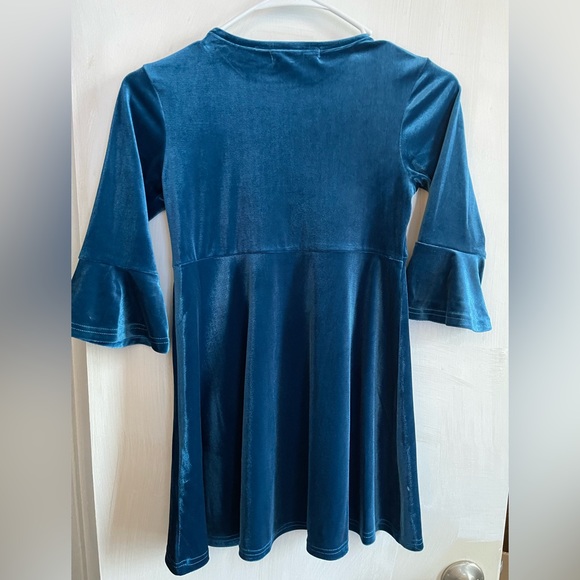 Orchid Lane | Diamond Blue Velvet Poet-Sleeve A-Line Dress Size 8 Diamond Blue - Picture 4 of 6